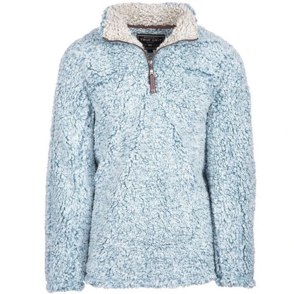 Blue True Grit Sweater True Grit Frosty Tip Pile 1/4 Zip Fleece
